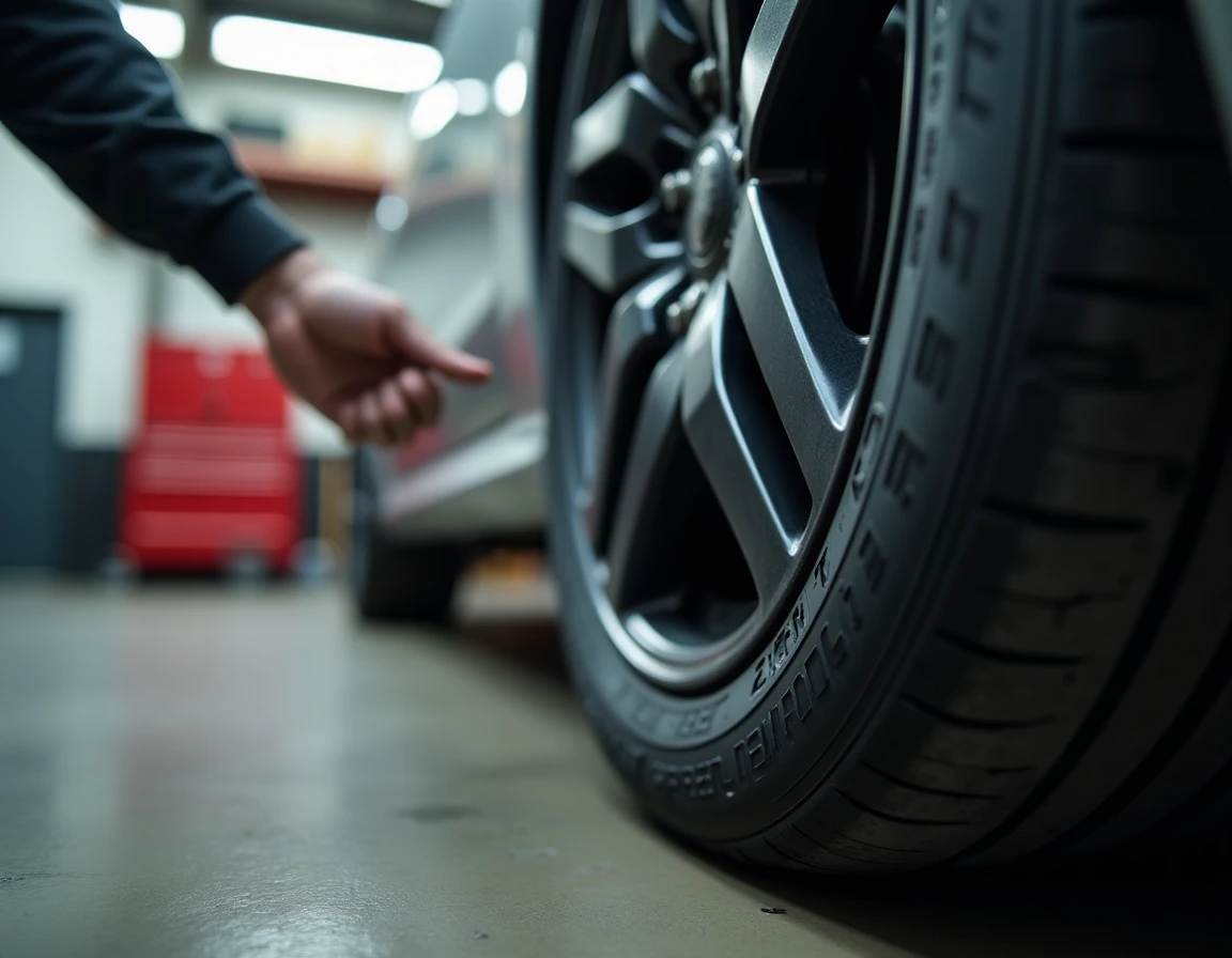 Gros plan sur les marquages d'indice de vitesse en relief sur le flanc d'un pneu de voiture