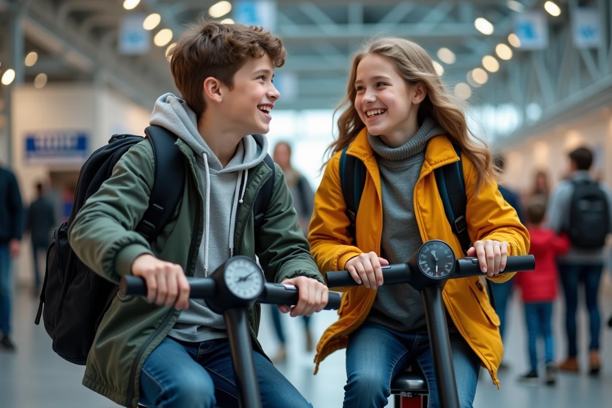 Adolescents assis sur des scooters lors d