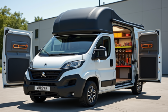 Véhicule utilitaire Peugeot Expert avec portes ouvertes