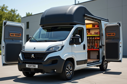 Véhicule utilitaire Peugeot Expert avec portes ouvertes