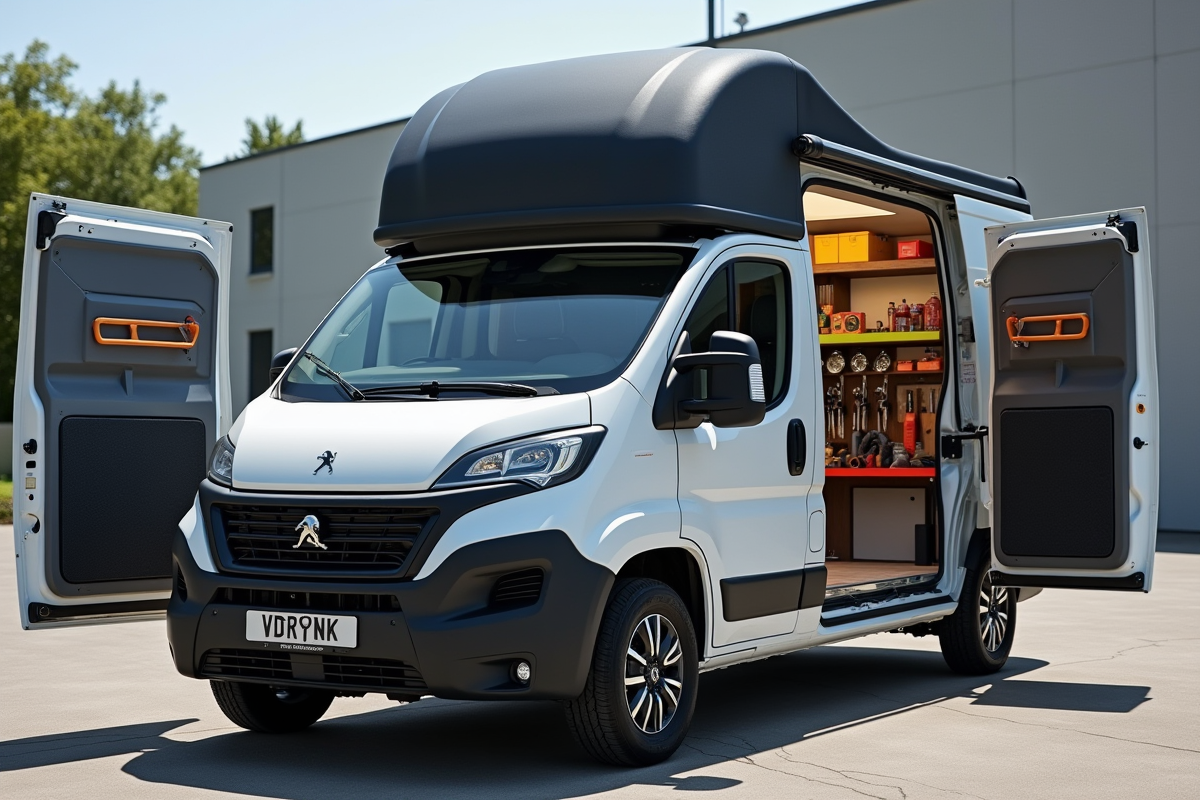 Véhicule utilitaire Peugeot Expert avec portes ouvertes