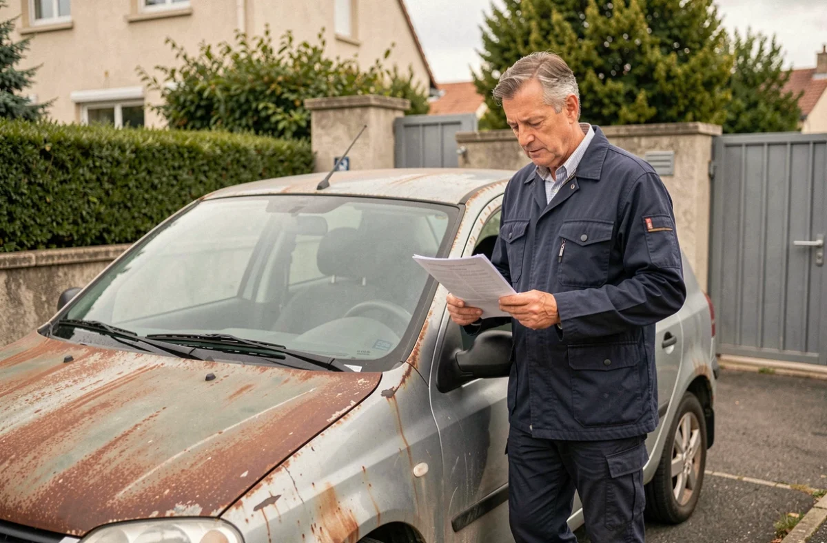 Propriétaire vendant sa voiture en l'état à un professionnel du rachat de véhicule près de Nantes
