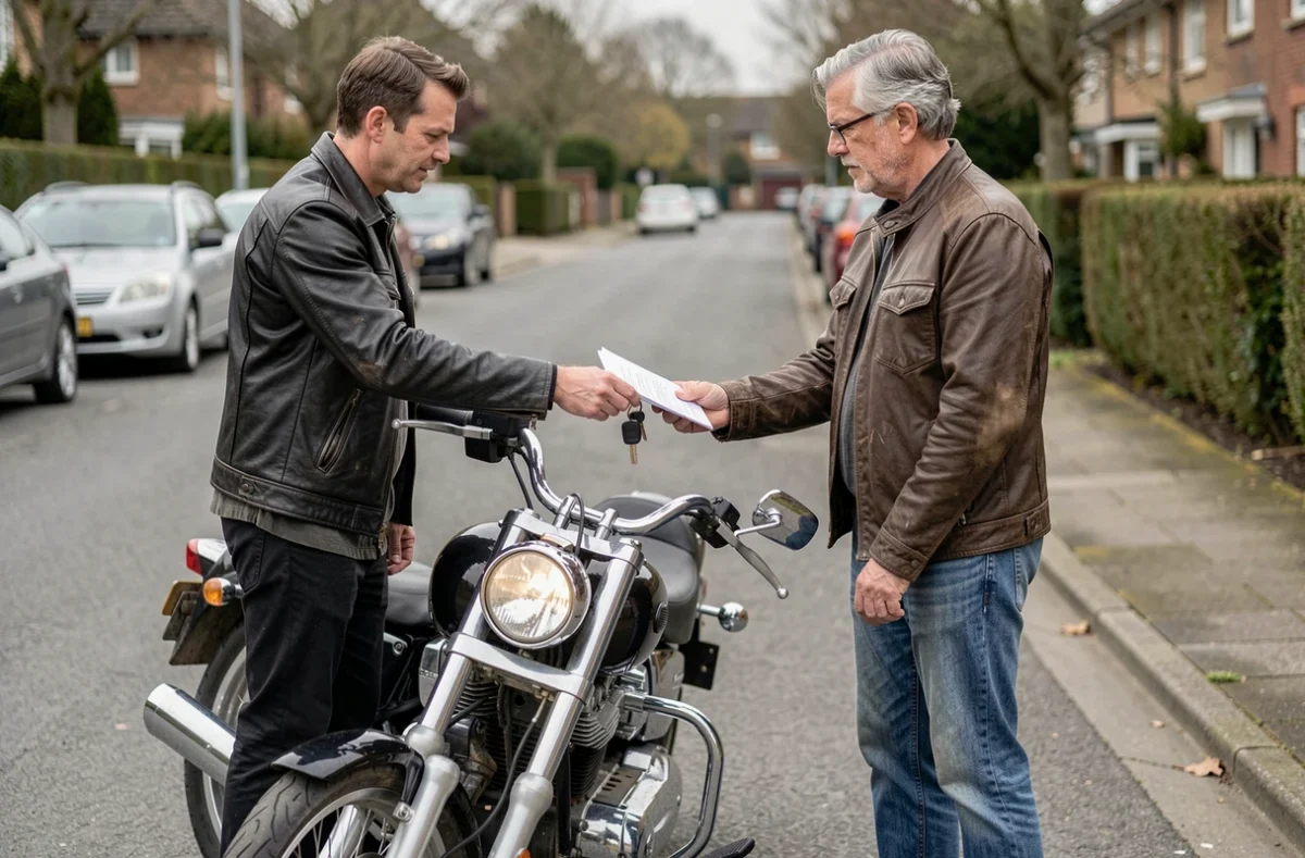 Vente de moto entre particuliers avec remise des clés et des documents de cession